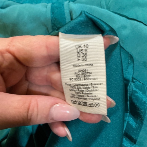 Boden Limited Edition Teal Green Lace Silk Blend Cocktail Dress Size 6 (UK 10) - Picture 4 of 5